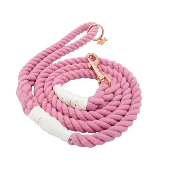 NWT Sassy Woof Dog Rope Leash Cotton Candy Pastel Pink Rose Gold 5 Feet - Picture 2 of 10